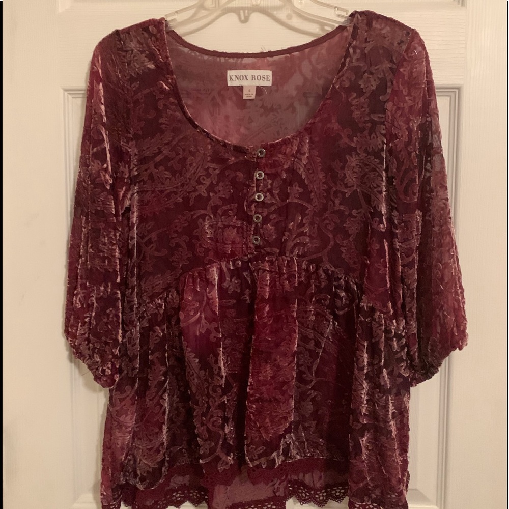 MAROON VELVET BLOUSE